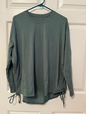 Sage Green Lululemon Long Sleeve Drawstring Top